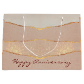 高級カスタマイズグリッターバラ金ゴールド ラージペーパーバッグ (正面)