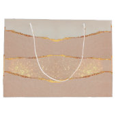 高級カスタマイズグリッターバラ金ゴールド ラージペーパーバッグ (裏面)