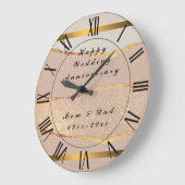 高級カスタマイズグリッターバラ金ゴールド ラージ壁時計 (傾斜)