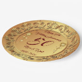 高級カスタマイズハッピー金ゴールド50周年 ペーパープレート (アングル)