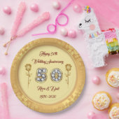 高級カスタマイズハッピー金ゴールド50周年 ペーパープレート (パーティー)