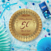 高級カスタマイズハッピー金ゴールド50周年 ペーパープレート (パーティー)