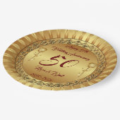 高級カスタマイズハッピー金ゴールド50周年 ペーパープレート (アングル)