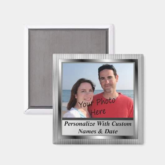 高級カスタムシルバーフレーム磁石の文字写真 マグネット (正面/裏面)