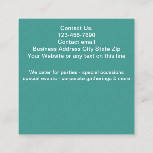高級カップケーキケータリングサービス名刺 スクエア名刺 (裏面)