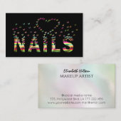 高級カラフルレインボー蝶爪、 ネイルロゴ 名刺 (正面/裏面)