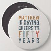 高級カラフル応援から50歳の誕生日 缶バッジ (正面&裏面)