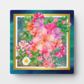 高級カラフル花ピンク、緑、紫、金ゴールド フォトプラーク (正面)