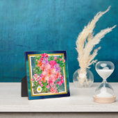 高級カラフル花ピンク、緑、紫、金ゴールド フォトプラーク (インサイチュ)