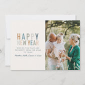 高級カラフル1枚の写真新年カード (正面)