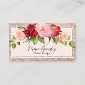 高級ガーリーバラフェイク金ゴールドグリッターフローラ 名刺 (正面)