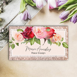 高級ガーリーバラフェイク金ゴールドグリッターフローラ 名刺