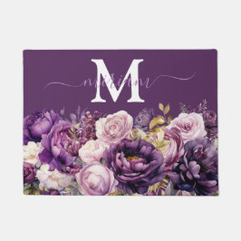 高級キッチンフロアマット：紫色の花ドアマット ドアマット