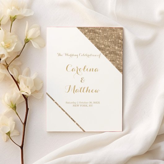 高級クラシーなホワイト金ゴールドグリッターGLAMプログラム プログラム