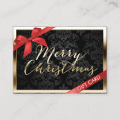 高級クリスマス縁ど金ゴールドギフト証明書 割引カード (正面)