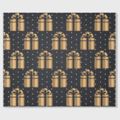 高級クリスマス金ゴールドパターン ラッピングペーパー (フラット)