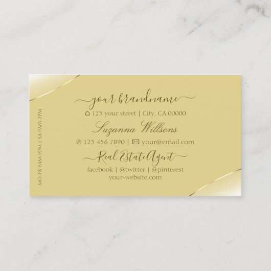 高級クリームデコールダイアモンドとモノグラム金ゴールド 名刺 (裏面)