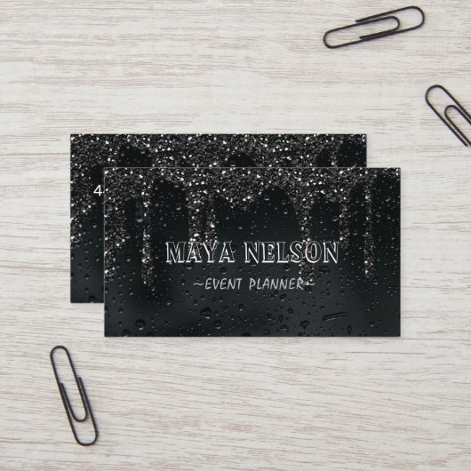 高級クール雨黒の背景 名刺 (正面/裏面インサイチュ)