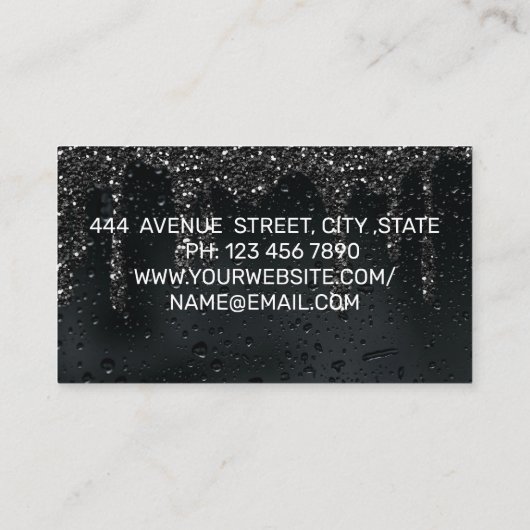 高級クール雨黒の背景 名刺 (裏面)