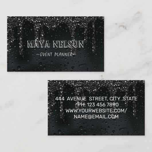 高級クール雨黒の背景 名刺 (正面/裏面)