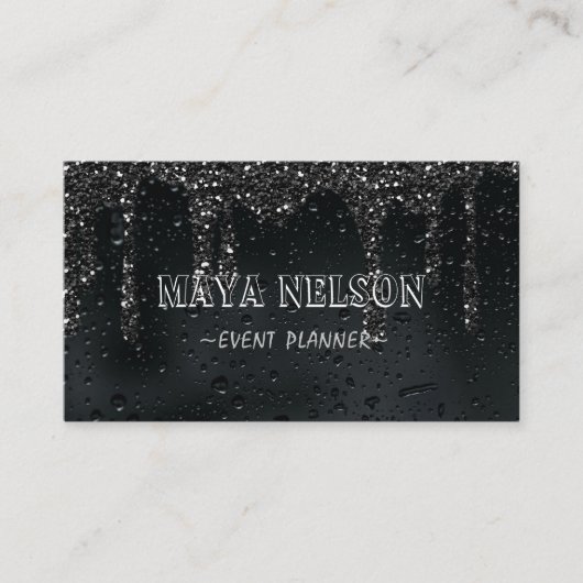 高級クール雨黒の背景 名刺 (正面)