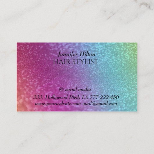 高級グリッエレガントタリーカラフルヘアのホログラフィック 名刺 (裏面)