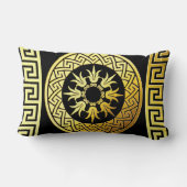 高級グリッターギリシャ鍵モノグラムの金ゴールドlブラック ランバークッション (裏面)