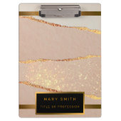 高級グリッターバラ金ゴールド クリップボード (正面)