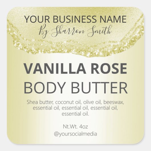 高級グリッター金ゴールドエージェント製品のJARラベル スクエアシール (正面)