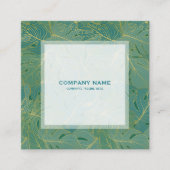 高級グリーンと金ゴールドパーム葉のパターン スクエア名刺 (正面)