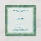 高級グリーンと金ゴールドパーム葉のパターン スクエア名刺 (裏面)