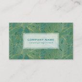 高級グリーンと金ゴールドパーム葉のパターン 名刺 (正面)