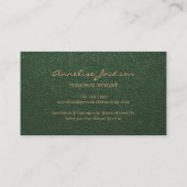 高級グリーンエレガントレザー銅金ゴールドモノグラム 名刺 (裏面)