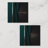 高級グリーンエレガント金ゴールド公シンプル証人ガラス スクエア名刺 (正面/裏面)