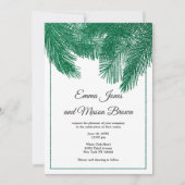 高級グリーングリッターヤシの木トロピカル結婚ズ 招待状 (正面)