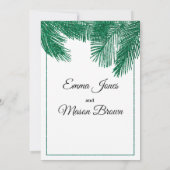 高級グリーングリッターヤシの木トロピカル結婚ズ 招待状 (裏面)