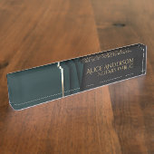 高級グリーン金ゴールドエレガント公証人事務所 デスクネームプレート (側面)