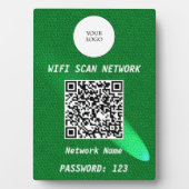 高級グリーン革QRコードWifiサイン フォトプラーク (正面)