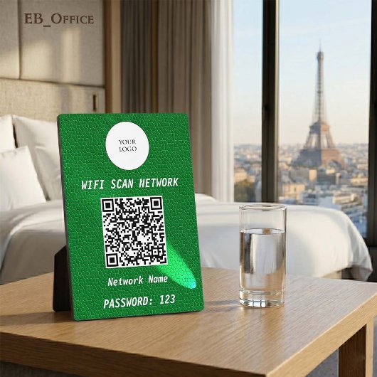 高級グリーン革QRコードWifiサイン フォトプラーク