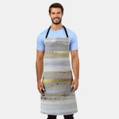 高級グレーの水色と金ゴールド エプロン (着用した状態)