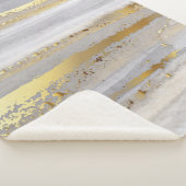 高級グレーの水色と金ゴールド シェルパブランケット (3/4)