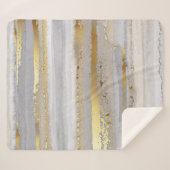 高級グレーの水色と金ゴールド シェルパブランケット (正面(横))