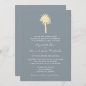 高級グレーイエローパームツリー着側結婚式 招待状 (正面/裏面)