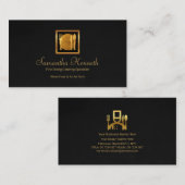 高級グレー金ゴールドグランジ器具ケーター 名刺 (正面/裏面)