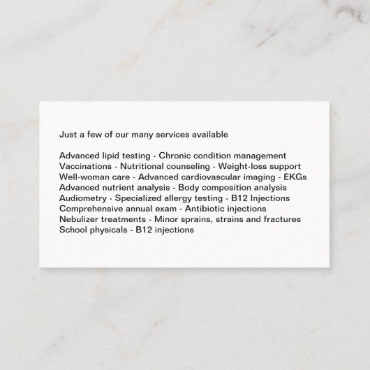 高級コンシェルジュ医療サービス 名刺 (裏面)