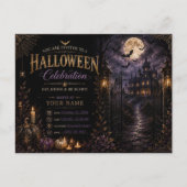 高級ゴシックハロウィンパーティー招待状 | 編集可能 インビテーションポストカード (正面)