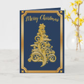 高級ゴールデンクリスマスツリーカード カード (黄色い花)