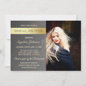 高級ゴールドフォイルとシルバーブライダルシャワー写真 招待状 (正面)