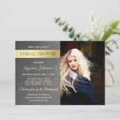 高級ゴールドフォイルとシルバーブライダルシャワー写真 招待状 (スタンド正面)