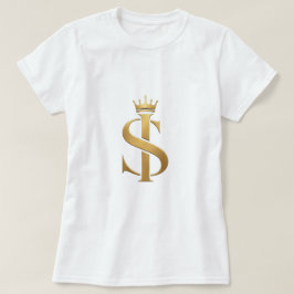 高級ゴールドモノグラム SI / IS ロゴデザイン Ro Tシャツ